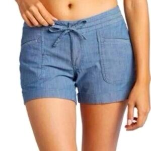 The North Face Wander Free Women’s Chambray Shorts SZ 12 Drawstring Pockets Zip